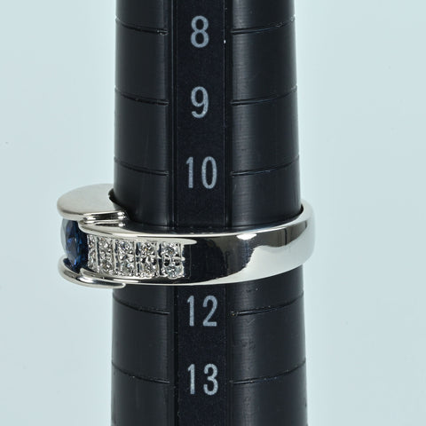 【中古】PT850 SAPPHIREサファイアリング S0.96ct D0.16ct 10.7g #11