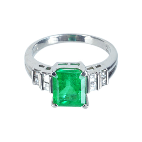 [Used] PT900 Emerald Ring, E2.695ct, D0.34ct, 6.6g, #13 