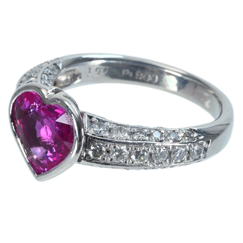 【中古】PT900 PINK SAPPHIRE RING ハートシェイプカット ピンクサファイアリング PS1.90ct D0.84ct 6.6g #11