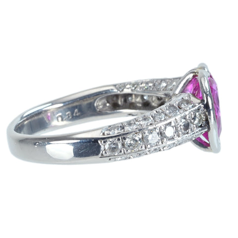 【中古】PT900 PINK SAPPHIRE RING ハートシェイプカット ピンクサファイアリング PS1.90ct D0.84ct 6.6g #11