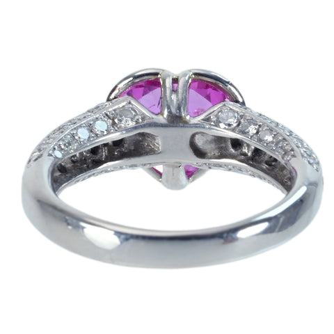 【中古】PT900 PINK SAPPHIRE RING ハートシェイプカット ピンクサファイアリング PS1.90ct D0.84ct 6.6g #11