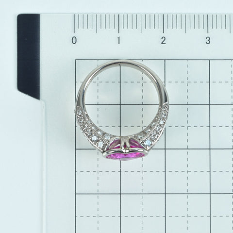 【中古】PT900 PINK SAPPHIRE RING ハートシェイプカット ピンクサファイアリング PS1.90ct D0.84ct 6.6g #11