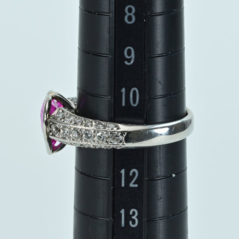 【中古】PT900 PINK SAPPHIRE RING ハートシェイプカット ピンクサファイアリング PS1.90ct D0.84ct 6.6g #11
