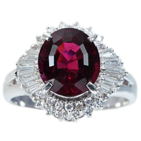 【中古】PT900 TOURMALINE RING レッドトルマリン（ルベライト）リング 2.77ct D0.48ct ソーティング付き 6.3g #9