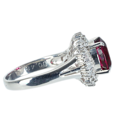 [Pre-owned] PT900 Tourmaline Ring, Red Tourmaline (Rubellite), 2.77ct, D0.48ct, with sorting, 6.3g, #9 