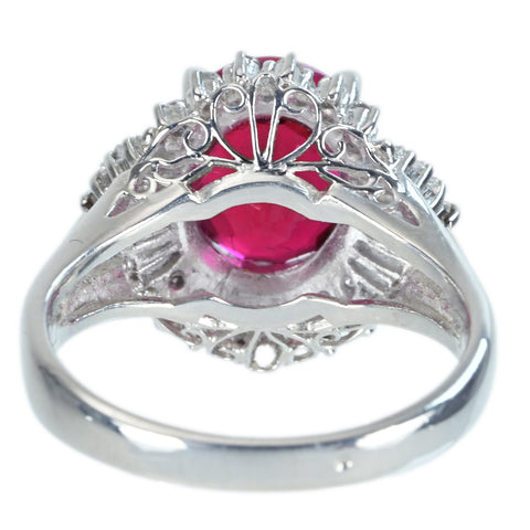 [Pre-owned] PT900 Tourmaline Ring, Red Tourmaline (Rubellite), 2.77ct, D0.48ct, with sorting, 6.3g, #9 