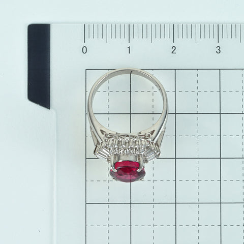 [Pre-owned] PT900 Tourmaline Ring, Red Tourmaline (Rubellite), 2.77ct, D0.48ct, with sorting, 6.3g, #9 