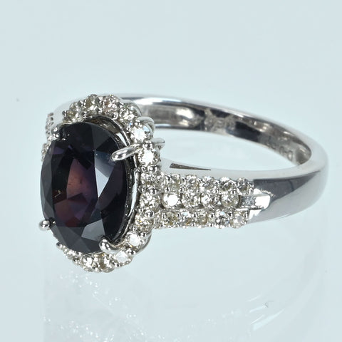 【中古】K18WG SAPPHIRE 非加熱カラーチェンジサファイアリング S3.94ct D0.55ct GRS鑑別書 4.6g ＃14