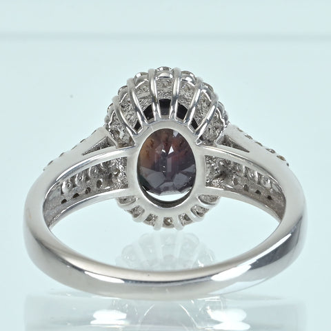 【中古】K18WG SAPPHIRE 非加熱カラーチェンジサファイアリング S3.94ct D0.55ct GRS鑑別書 4.6g ＃14