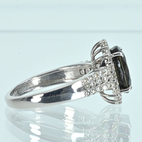 【中古】K18WG SAPPHIRE 非加熱カラーチェンジサファイアリング S3.94ct D0.55ct GRS鑑別書 4.6g ＃14