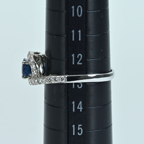 【中古】K18WG SAPPHIRE サファイアリング S0.975ct D0.45ct ソーティング付き 2.5g #13