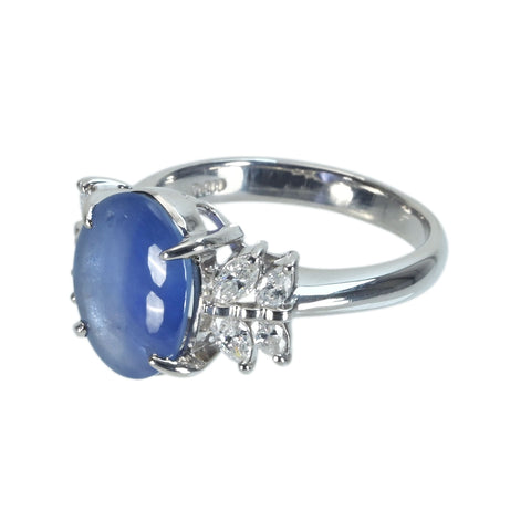 [Pre-owned] PT900 Star Sapphire Ring, 5.03ct, D0.57ct, 8.8g, #14.5 