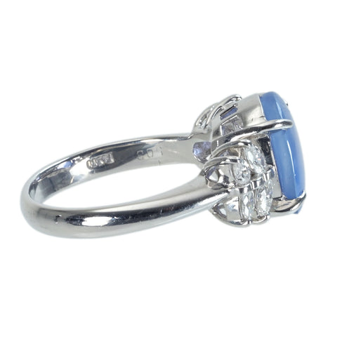 [Pre-owned] PT900 Star Sapphire Ring, 5.03ct, D0.57ct, 8.8g, #14.5 