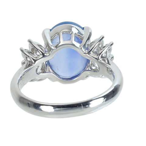 [Pre-owned] PT900 Star Sapphire Ring, 5.03ct, D0.57ct, 8.8g, #14.5 