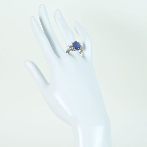 [Pre-owned] PT900 Star Sapphire Ring, 5.03ct, D0.57ct, 8.8g, #14.5 