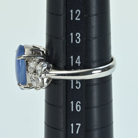 [Pre-owned] PT900 Star Sapphire Ring, 5.03ct, D0.57ct, 8.8g, #14.5 