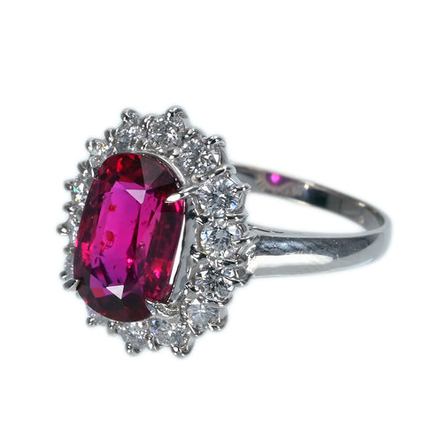 【中古】PT900 NO HEAT RUBY RING 非加熱ルビーリング R3.10ct D0.77ct Pigeon Blood AIGS鑑別書 5.4g #12
