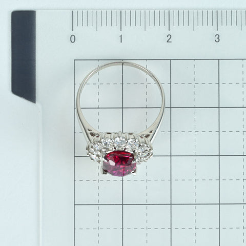 【中古】PT900 NO HEAT RUBY RING 非加熱ルビーリング R3.10ct D0.77ct Pigeon Blood AIGS鑑別書 5.4g #12