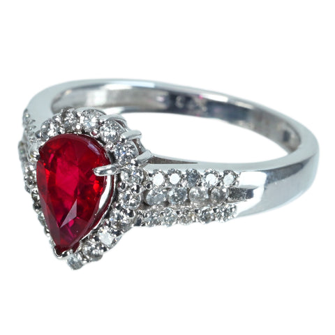 【中古】K18WG Myanmar RUBY RING ビルマ産ルビーリング R1.53ct D0.55ct Pigeon Blood GRS鑑別書 4.4g #14