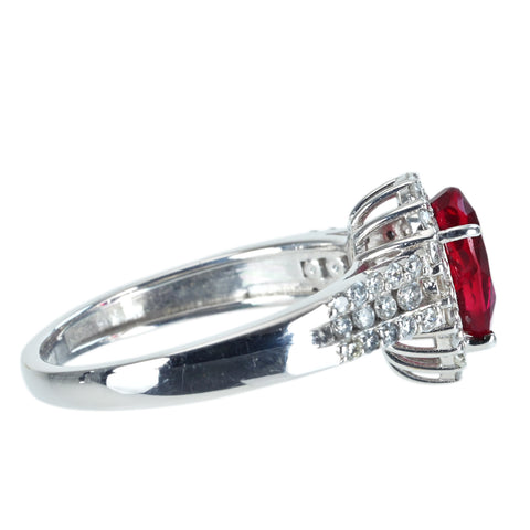 【中古】K18WG Myanmar RUBY RING ビルマ産ルビーリング R1.53ct D0.55ct Pigeon Blood GRS鑑別書 4.4g #14