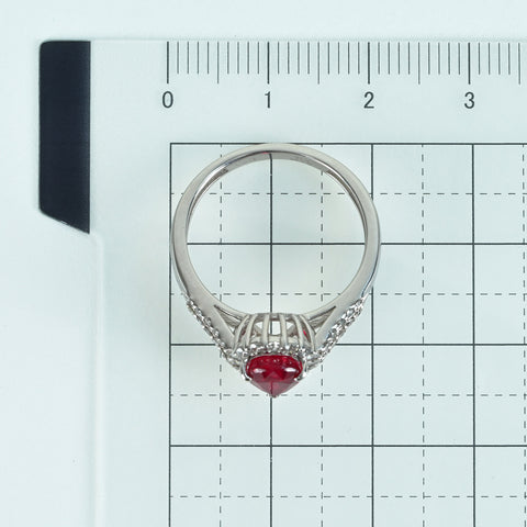 【中古】K18WG Myanmar RUBY RING ビルマ産ルビーリング R1.53ct D0.55ct Pigeon Blood GRS鑑別書 4.4g #14