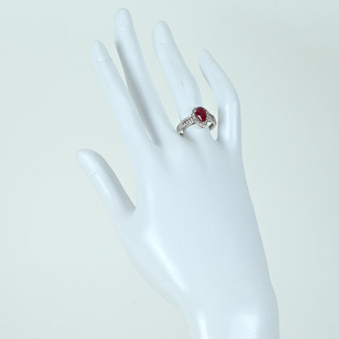 【中古】K18WG Myanmar RUBY RING ビルマ産ルビーリング R1.53ct D0.55ct Pigeon Blood GRS鑑別書 4.4g #14