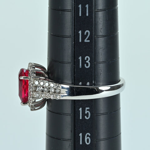 【中古】K18WG Myanmar RUBY RING ビルマ産ルビーリング R1.53ct D0.55ct Pigeon Blood GRS鑑別書 4.4g #14