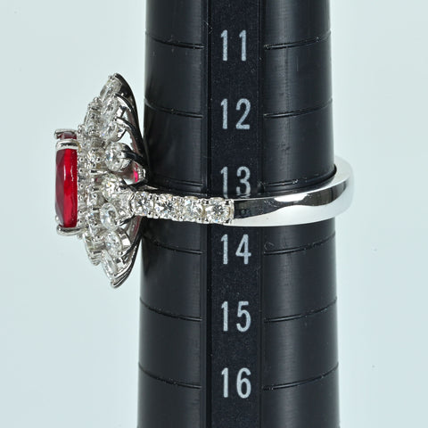 Pre-owned 18K RUBY RING, Unheated Ruby from Mozambique, R2.17ct, D2.37ct, GRS Certificate, 6.8g, #13.5 