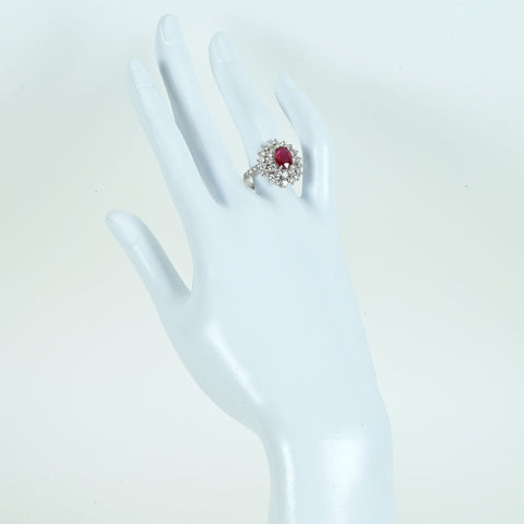 Pre-owned 18K RUBY RING, Unheated Ruby from Mozambique, R2.17ct, D2.37ct, GRS Certificate, 6.8g, #13.5 