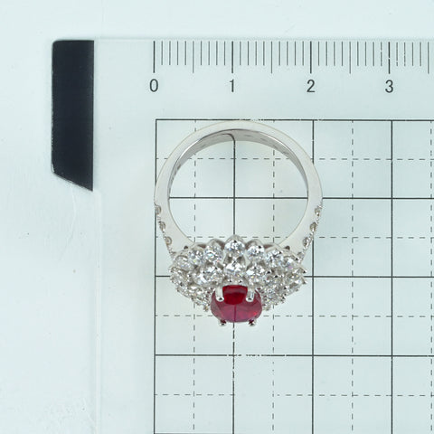 Pre-owned 18K RUBY RING, Unheated Ruby from Mozambique, R2.17ct, D2.37ct, GRS Certificate, 6.8g, #13.5 