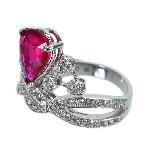 【中古】K18WG NO HEAT RUBY RING モザンビーク産非加熱ルビーリング R2.06ct D0.59ct GRS鑑別書 5.5g #13