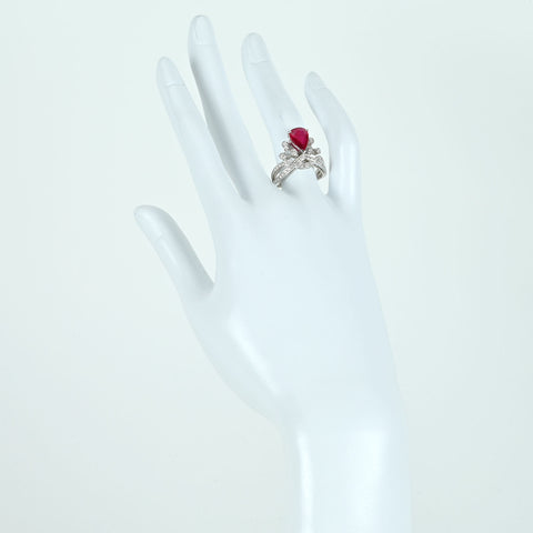 【中古】K18WG NO HEAT RUBY RING モザンビーク産非加熱ルビーリング R2.06ct D0.59ct GRS鑑別書 5.5g #13