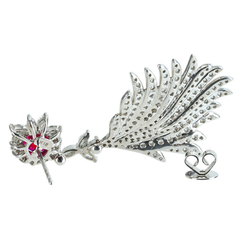【中古】K18WG RUBY EARRING ミャンマー産ルビーピアス R2.79ct D3.21ct Pigeon Blood AIGS鑑別書 13.6g