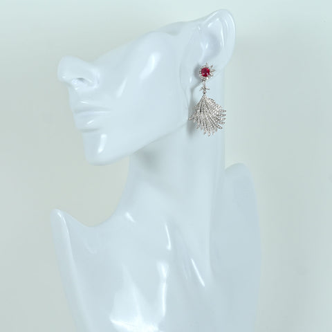 【中古】K18WG RUBY EARRING ミャンマー産ルビーピアス R2.79ct D3.21ct Pigeon Blood AIGS鑑別書 13.6g