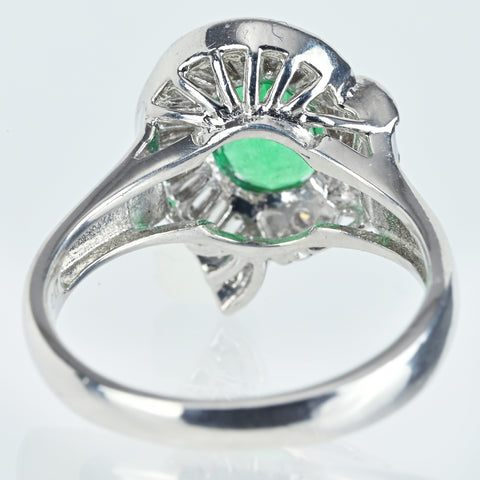 【中古】PT900 EMERALD エメラルドリング E0.98ct D0.45ct 5.3g #7