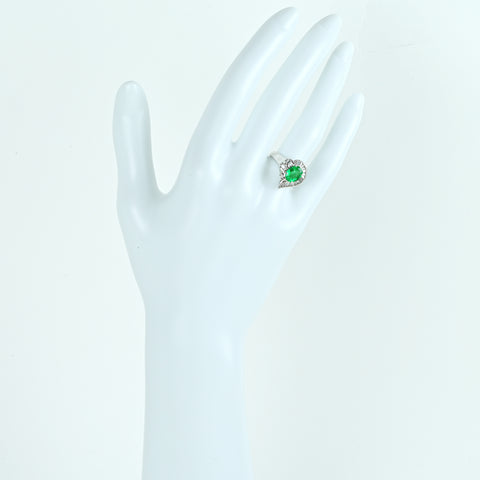【中古】PT900 EMERALD エメラルドリング E0.98ct D0.45ct 5.3g #7