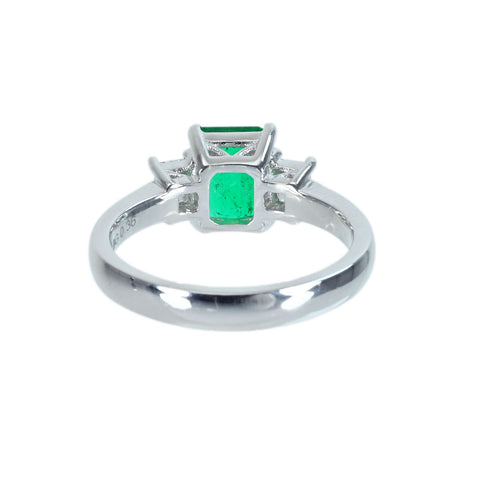 [Pre-owned] 18K White Gold Colombian Emerald Ring, E1.05ct, D0.36ct, GRS 5.1g, #13.5 