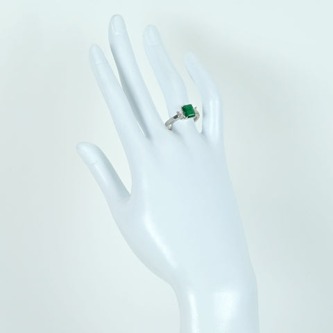 [Pre-owned] 18K White Gold Colombian Emerald Ring, E1.05ct, D0.36ct, GRS 5.1g, #13.5 