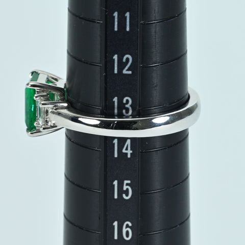 [Pre-owned] 18K White Gold Colombian Emerald Ring, E1.05ct, D0.36ct, GRS 5.1g, #13.5 