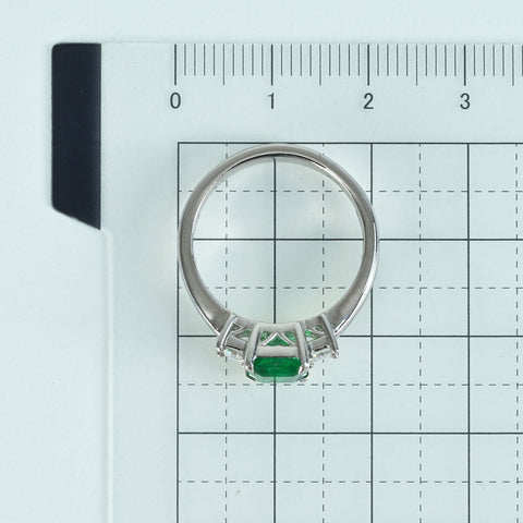 [Pre-owned] 18K White Gold Colombian Emerald Ring, E1.05ct, D0.36ct, GRS 5.1g, #13.5 