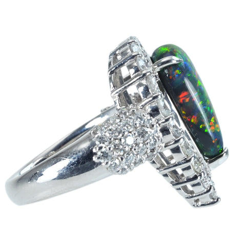 【中古】PT900 BLACK OPAL RING ブラックオパールリング BO3.48ct D2.00ct GRJソーティング 11.8g #12