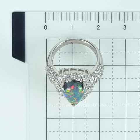 【中古】PT900 BLACK OPAL RING ブラックオパールリング BO3.48ct D2.00ct GRJソーティング 11.8g #12