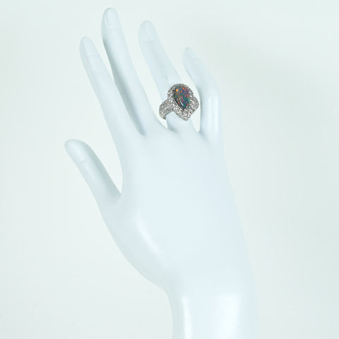 【中古】PT900 BLACK OPAL RING ブラックオパールリング BO3.48ct D2.00ct GRJソーティング 11.8g #12