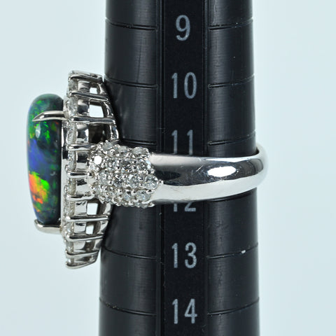 【中古】PT900 BLACK OPAL RING ブラックオパールリング BO3.48ct D2.00ct GRJソーティング 11.8g #12