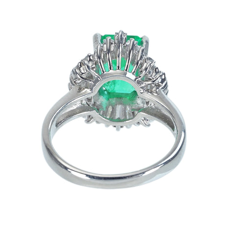 【中古】PT900 EMERALDエメラルドリング E2.43ct D0.72ct 7.4g #9