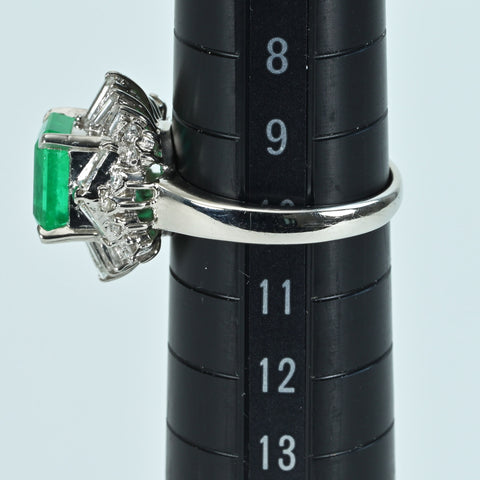 【中古】PT900 EMERALDエメラルドリング E2.43ct D0.72ct 7.4g #9