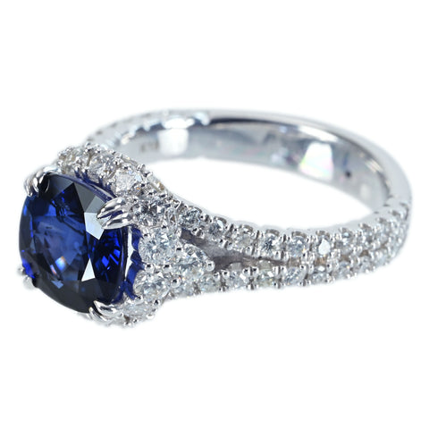 【中古】K18WG SAPPHIRE RING サファイアリング S2.98ct D1.44ct GRS鑑別書 7.2g #13.5
