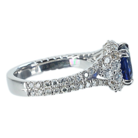 【中古】K18WG SAPPHIRE RING サファイアリング S2.98ct D1.44ct GRS鑑別書 7.2g #13.5