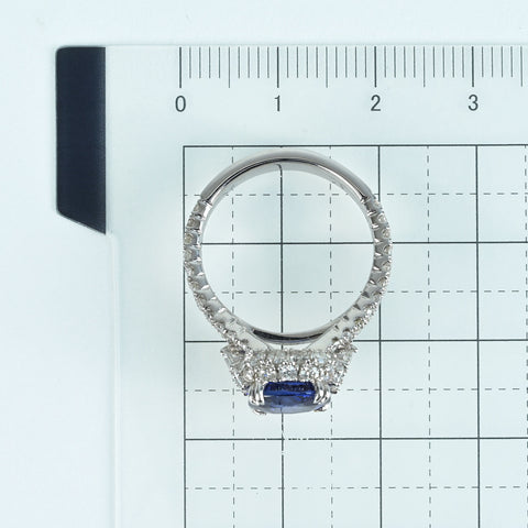 【中古】K18WG SAPPHIRE RING サファイアリング S2.98ct D1.44ct GRS鑑別書 7.2g #13.5