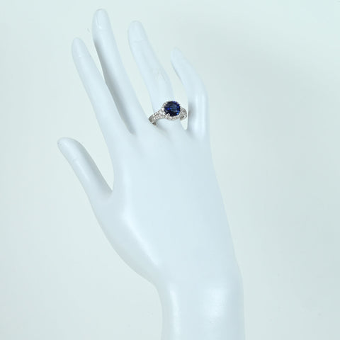 【中古】K18WG SAPPHIRE RING サファイアリング S2.98ct D1.44ct GRS鑑別書 7.2g #13.5